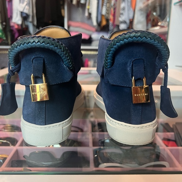 Buscemi sneakers suede navy blue with gold padlock, size 37.5 - Picture 2 of 8